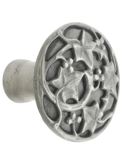 Ivy Leaf Cabinet Knob - 1 1/8 inch Diameter in Antique Pewter.